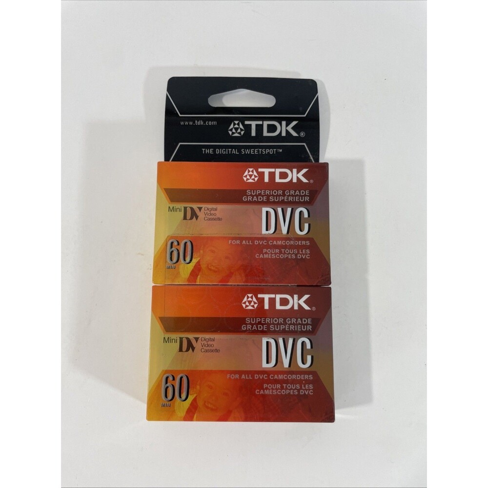 Lot of 2 TDK DVC 60 Mini DV Digital Video Cassette Tapes Sealed